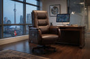 premium leather executive office chair in modern home office workspace