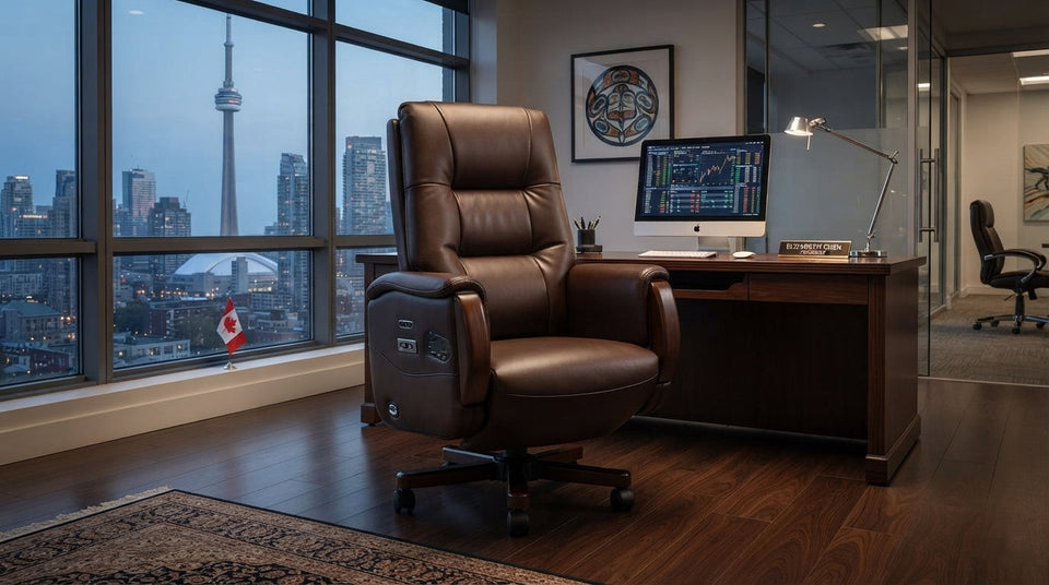 premium leather executive office chair in modern home office workspace