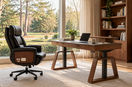 Complete executive workstation showing harmonious desk and chair height with proper ergonomics