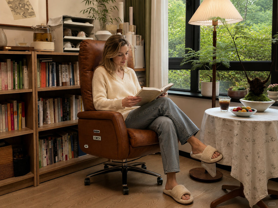 Best ergonomic office chairs of 2026 - ROCTRY Ellis Leather Executive Chair in a modern home office