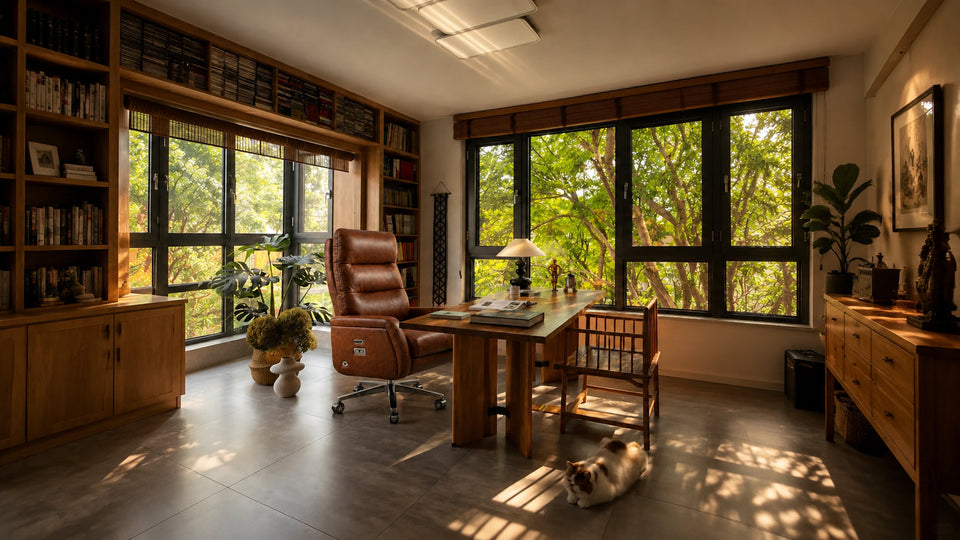 Roctry Otto Leather Executive Chair Matching retro study room scene