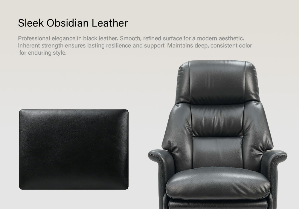 Sleek Obsidian Leather
Professional elegance in black leather. Smooth, refined surface for a modern aesthetic.Inherent strength ensures lasting resilience and support. Maintains deep, consistent colorfor enduring style.